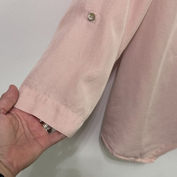 Ali Miles Wrap Top Pink XL Roll Tab Sleeve Buttons Tunic Artsy Minimal Tencel - Picture 4 of 10